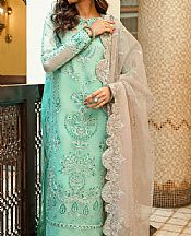 Aik Aqua Organza Suit- Pakistani Designer Chiffon Suit