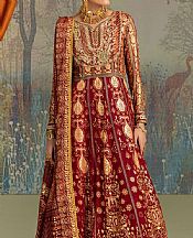Aik Red Organza Suit- Pakistani Chiffon Dress