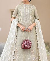 Aik Grey Olive Khaadi Net Suit- Pakistani Designer Chiffon Suit