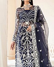 Navy Blue Organza Suit- Pakistani Designer Chiffon Suit