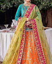 Akbar Aslam Multicolor Raw Silk Suit- Pakistani Designer Chiffon Suit