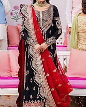 Akbar Aslam Black Raw Silk Suit- Pakistani Chiffon Dress