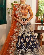 Akbar Aslam Safety Orange Raw Silk Suit- Pakistani Designer Chiffon Suit