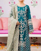 Akbar Aslam Teal Chiffon Suit- Pakistani Designer Chiffon Suit