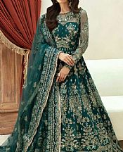 Akbar Aslam Teal Net Suit- Pakistani Chiffon Dress