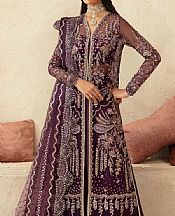 Akbar Aslam Egg Plant Organza Suit- Pakistani Designer Chiffon Suit