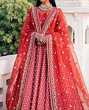 Akbar Aslam Red Silk Suit- Pakistani Designer Chiffon Suit
