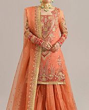 Akbar Aslam Sunrise Orange Organza Suit- Pakistani Designer Chiffon Suit