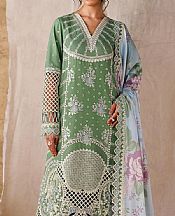 Akbar Aslam Green/White Lawn Suit- Pakistani Designer Lawn Suits