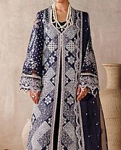 Akbar Aslam Navy Blue Lawn Suit- Pakistani Lawn Dress
