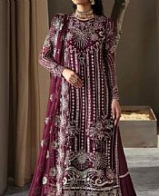 Akbar Aslam Wine Berry Chiffon Suit- Pakistani Chiffon Dress