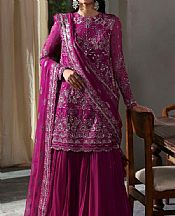 Akbar Aslam Cerise Pink Chiffon Suit- Pakistani Designer Chiffon Suit