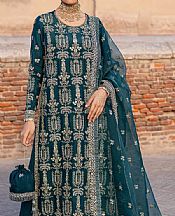 Akbar Aslam Teal Silk Suit- Pakistani Designer Chiffon Suit