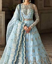 Akbar Aslam Light Blue Net Suit- Pakistani Chiffon Dress