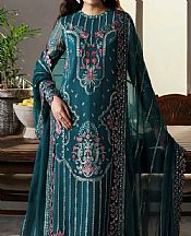 Akbar Aslam Teal Chiffon Suit- Pakistani Chiffon Dress