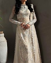 Akbar Aslam Off White Chiffon Suit- Pakistani Designer Chiffon Suit
