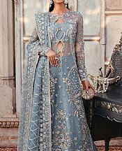 Akbar Aslam Baby Blue Organza Suit- Pakistani Chiffon Dress