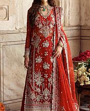 Akbar Aslam Bright Orange Organza Suit- Pakistani Designer Chiffon Suit
