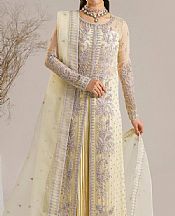 Akbar Aslam Sand Gold Organza Suit- Pakistani Chiffon Dress