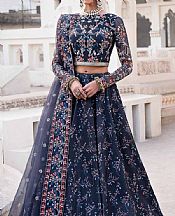 Akbar Aslam Navy Blue Silk Suit- Pakistani Designer Chiffon Suit
