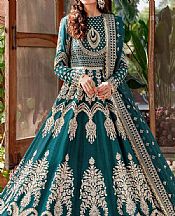 Akbar Aslam Teal Raw Silk Suit- Pakistani Designer Chiffon Suit