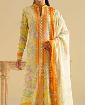 Akbar Aslam Orange/Yellow Lawn Suit- Pakistani Designer Lawn Suits