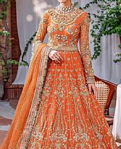 Akbar Aslam Orange Net Suit- Pakistani Designer Chiffon Suit
