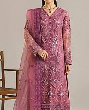 Akbar Aslam Muted Pink Organza Suit- Pakistani Designer Chiffon Suit