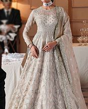 Akbar Aslam Light Grey Organza Suit- Pakistani Designer Chiffon Suit