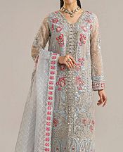 Akbar Aslam Grey Organza Suit- Pakistani Designer Chiffon Suit