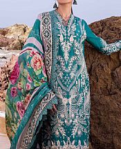 Akbar Aslam Teal Lawn Suit- Pakistani Lawn Dress