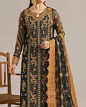 Akbar Aslam Black/Brandy Punch Net Suit- Pakistani Chiffon Dress