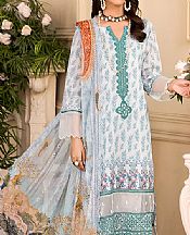 White/Sky blue Cambric Suit- Pakistani Winter Clothing