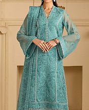 Alizeh Dusty Teal Chiffon Suit- Pakistani Designer Chiffon Suit