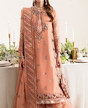 Alizeh Peach Net Suit- Pakistani Designer Chiffon Suit