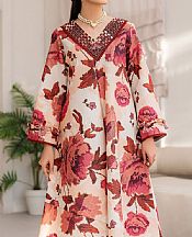 Alizeh Ivory/Wine Lawn Suit (2 Pcs)- Pakistani Designer Lawn Suits