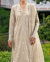 Alizeh Beige Lawn Suit- Pakistani Designer Lawn Suits