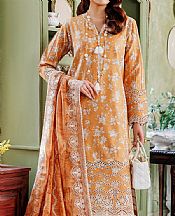 Alizeh Dull Orange Lawn Suit- Pakistani Designer Lawn Suits
