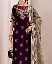 Alizeh Grape Purple Velvet Suit- Pakistani Winter Dress