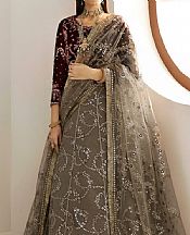 Alizeh Maroon/Dark Taupe Velvet Suit- Pakistani Chiffon Dress