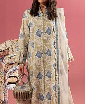 Alizeh Ivory/Dust Lawn Suit- Pakistani Designer Lawn Suits