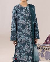Alizeh Dark Blue Grey Lawn Suit- Pakistani Designer Lawn Suits