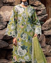 Alizeh Drab Green Lawn Suit- Pakistani Designer Lawn Suits