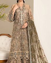 Alizeh Olive/Fawn Net Suit- Pakistani Chiffon Dress