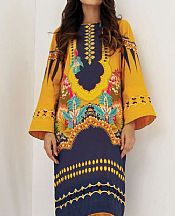 Mustard/Navy Blue Lawn Kurti- Pakistani Lawn Dress