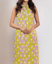 Baby Pink/Lime Green Lawn Kurti- Pakistani Designer Lawn Dress