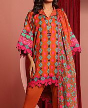 Alkaram Safety Orange Cambric Suit- Pakistani Lawn Dress