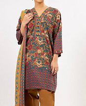 Alkaram Brown Cambric Suit- Pakistani Designer Lawn Suits