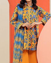 Alkaram Orange Cambric Suit- Pakistani Designer Lawn Suits