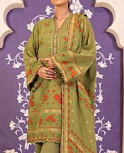 Alkaram Olive Green Jacquard Suit- Pakistani Lawn Dress